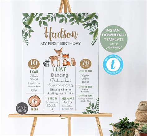 milestone birthday board|1st birthday milestone board template.